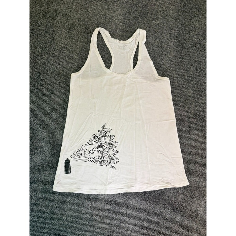 Lululemon Racerback White Graphic Print Kate Raudenbush Tank No Size Tag 10?‎